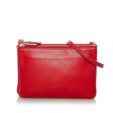 Red Celine Small Trio Leather Crossbody Bag – Designer Revival