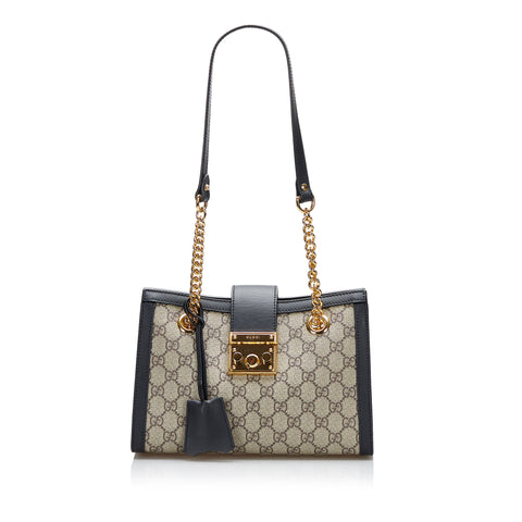 Gucci Mini GG Supreme Padlock Shoulder Bag - Black