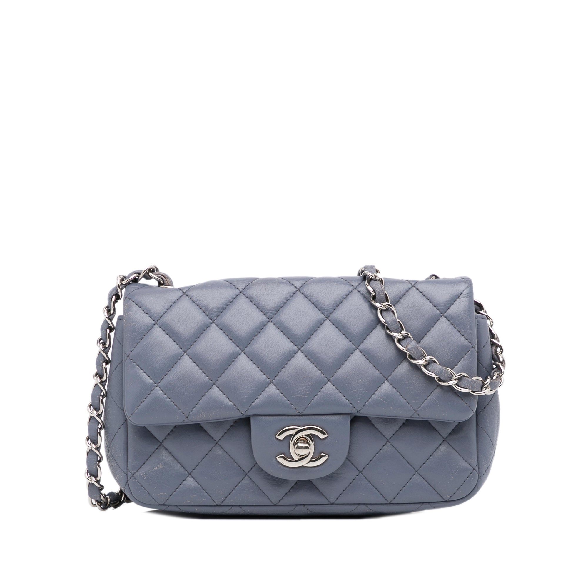 image of Gray Chanel Mini Classic Lambskin Rectangular Single Flap Crossbody Bag