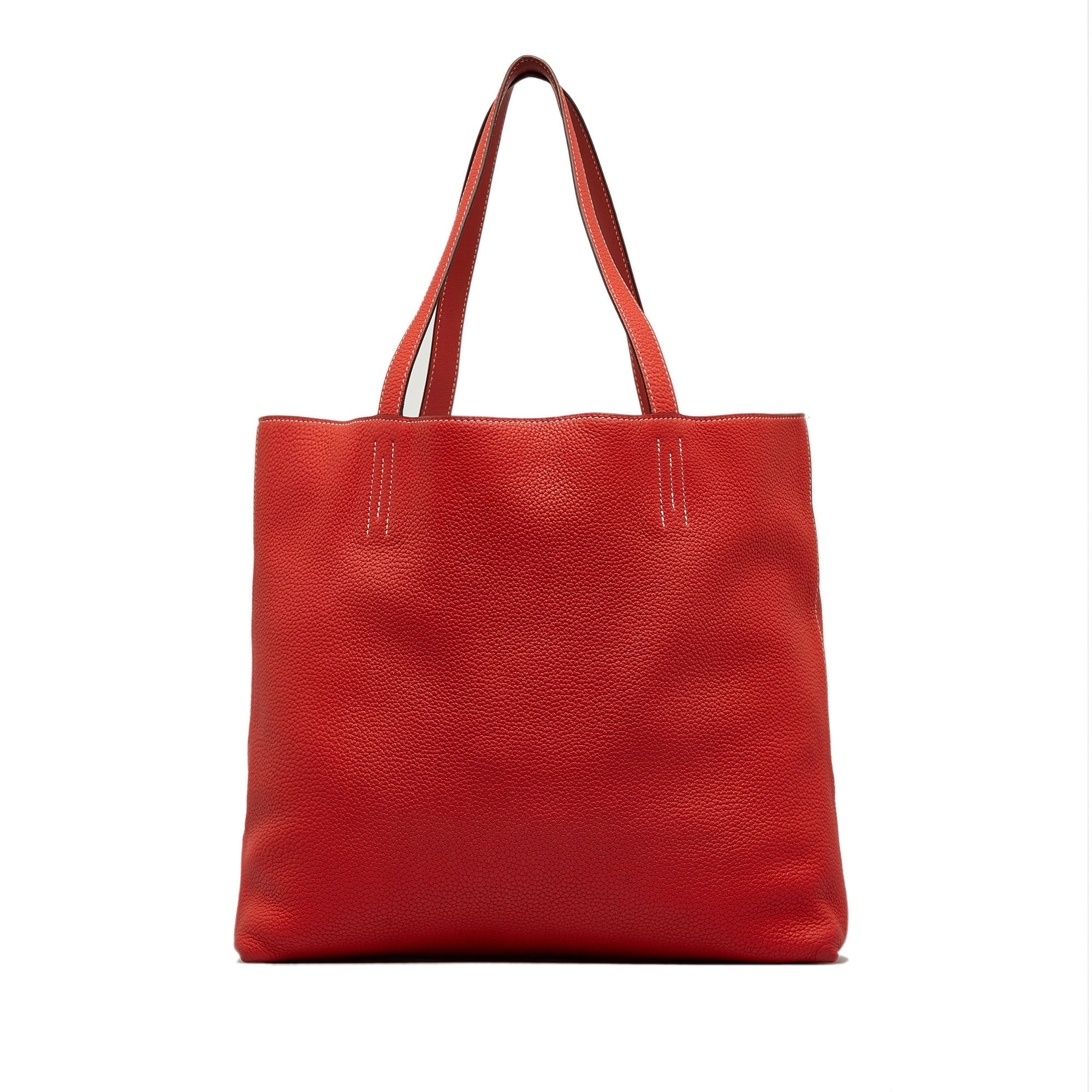 Image of Red Hermes Clemence Double Sens 36 Tote Bag