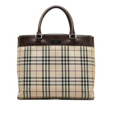 Brown Burberry Haymarket Check Gladstone Satchel – Designer Revival