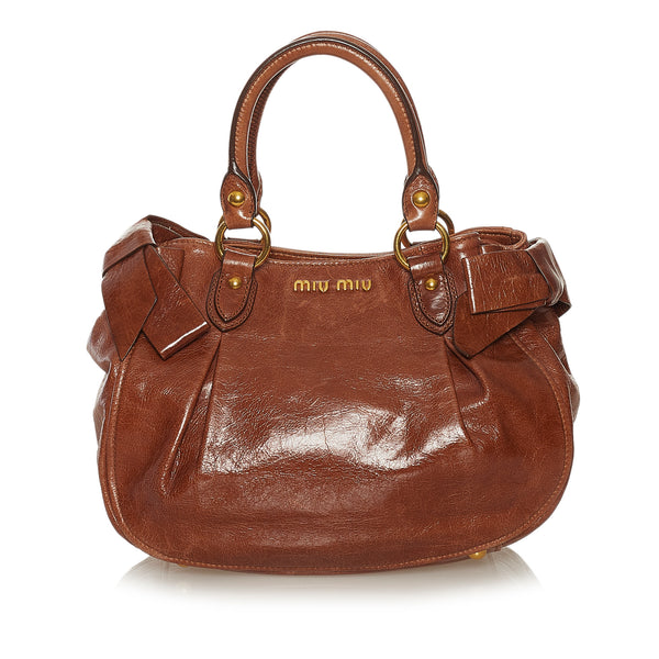 Miu Miu Old Rose Vitello Leather Gathered Tote Miu Miu