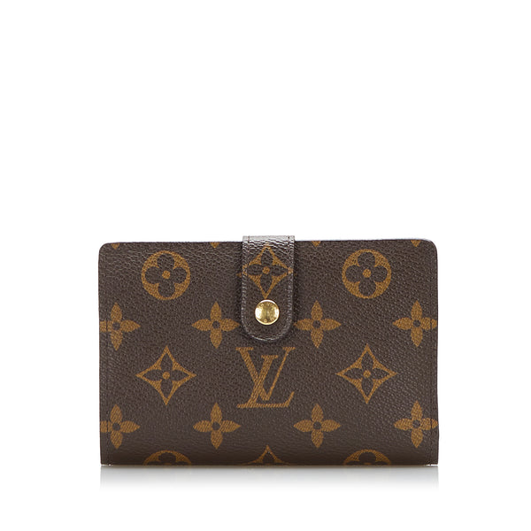 LOUIS VUITTON French Kisslock Monogram Canvas Wallet Brown-US