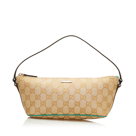 Brown Gucci GG Canvas Boat Baguette