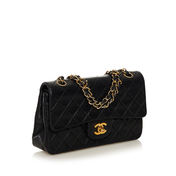 RvceShops Revival, Black Chanel Classic Small Lambskin Double Flap Bag