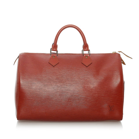 Louis Vuitton Speedy 35 Red Epi Leather Satchel 