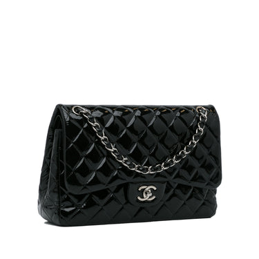 Chanel Black Patent Jumbo Flap Bag - Vintage Lux