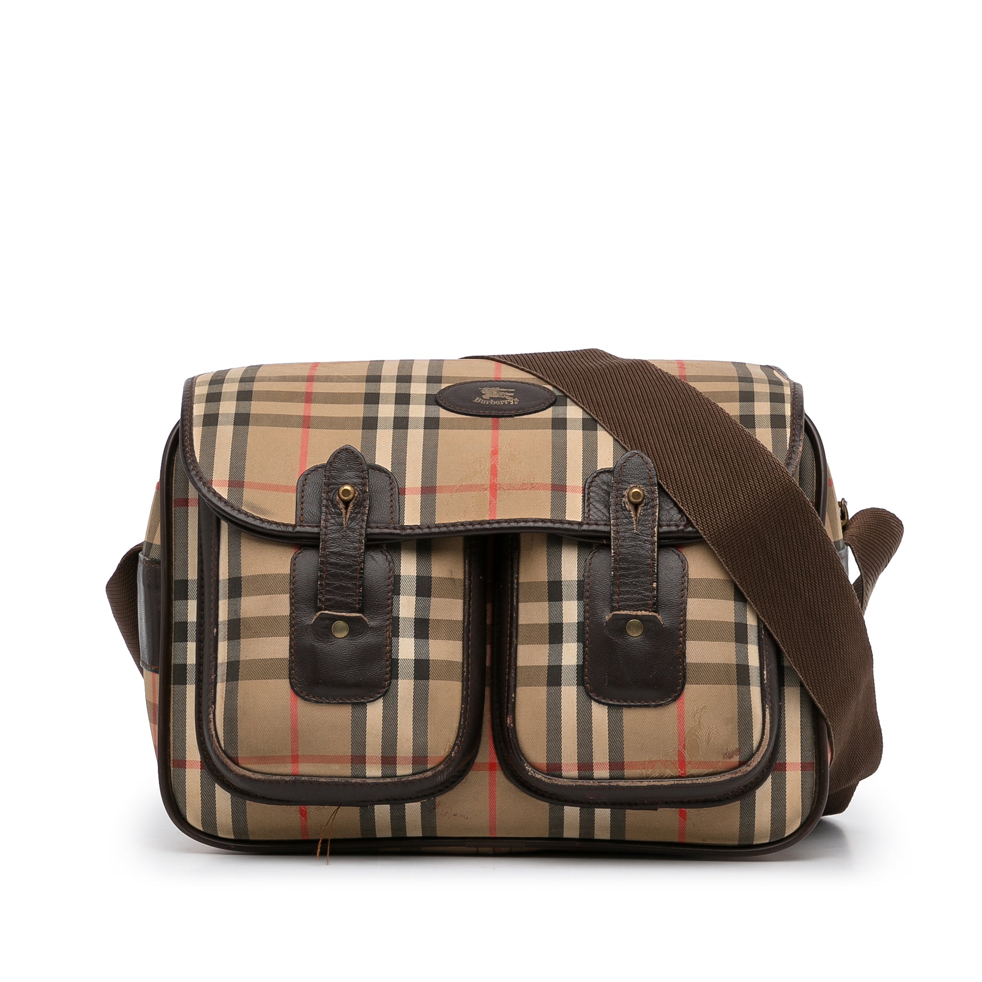 Image of Brown Burberry Haymarket Check Crossbody