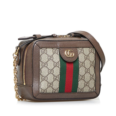 Gucci Ophidia Small GG Supreme Shoulder Bag in Brown