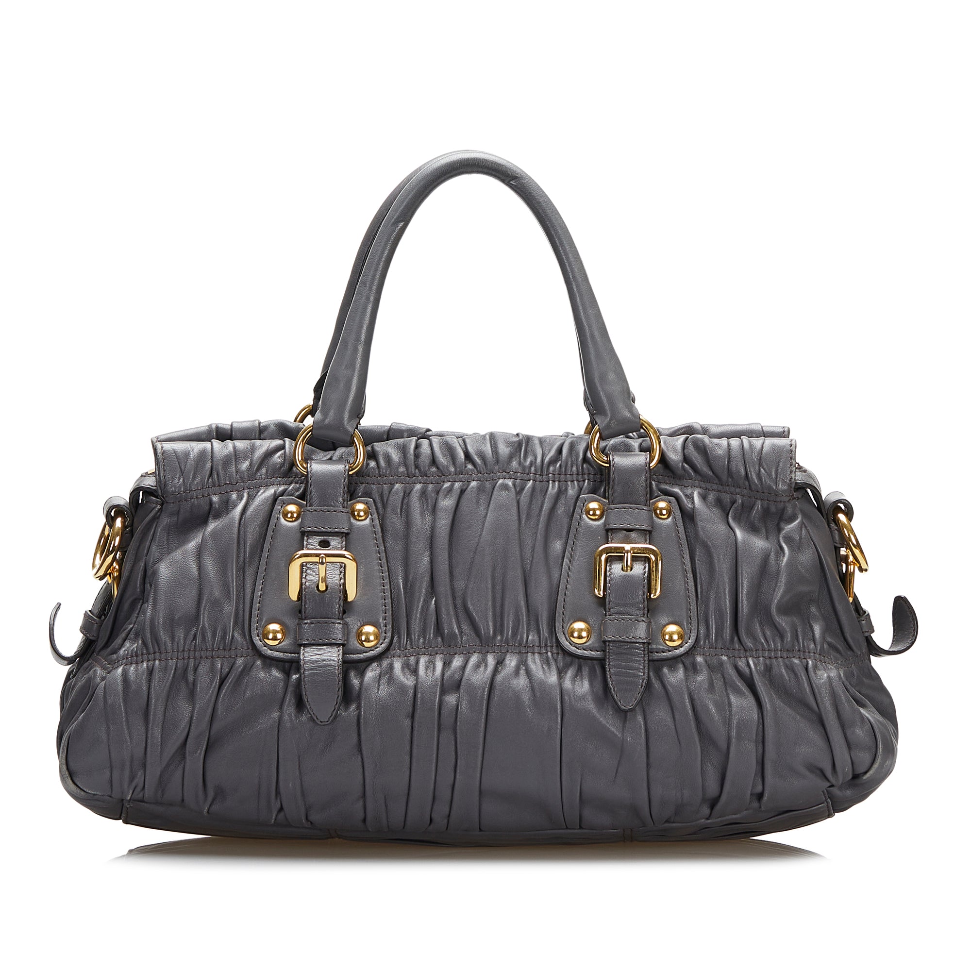 Gray Prada Nappa Gaufre Handbag Satchel – Designer Revival