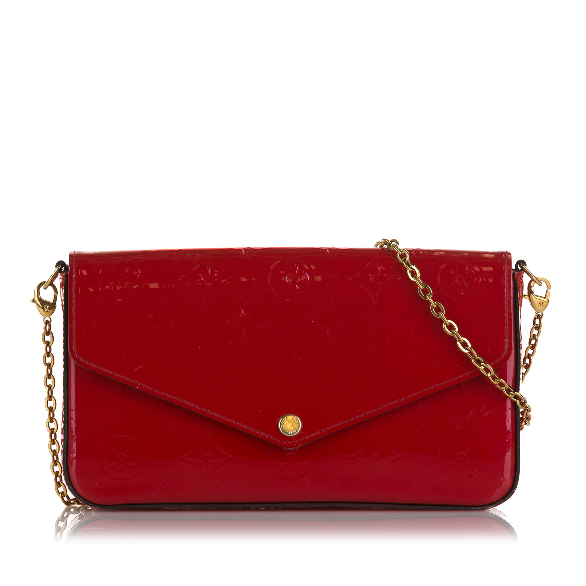 Red Louis Vuitton Monogram Vernis Pochette Felicie Crossbody Bag