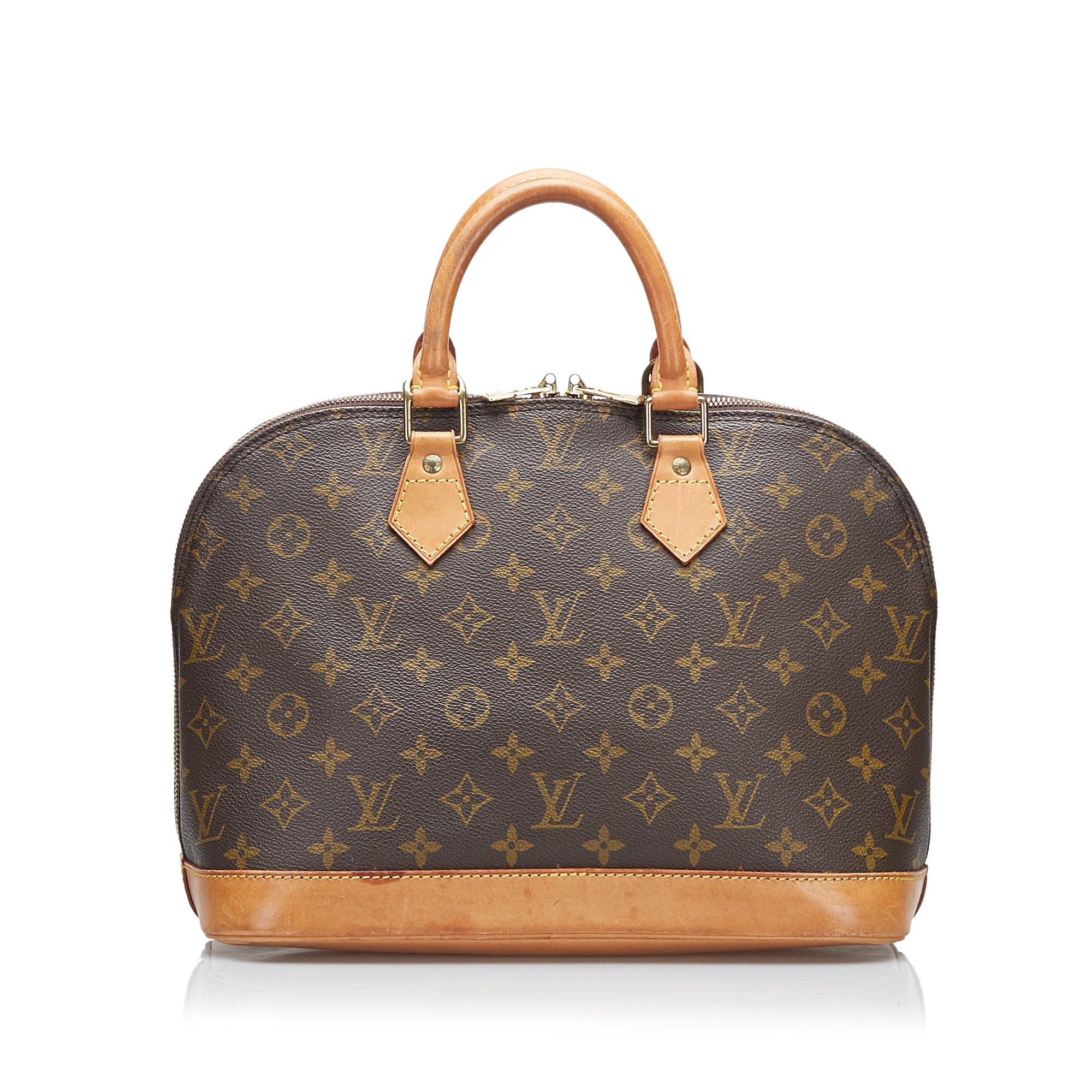 LOUIS VUITTON Alma PM Monogram Canvas Satchel Bag Brown