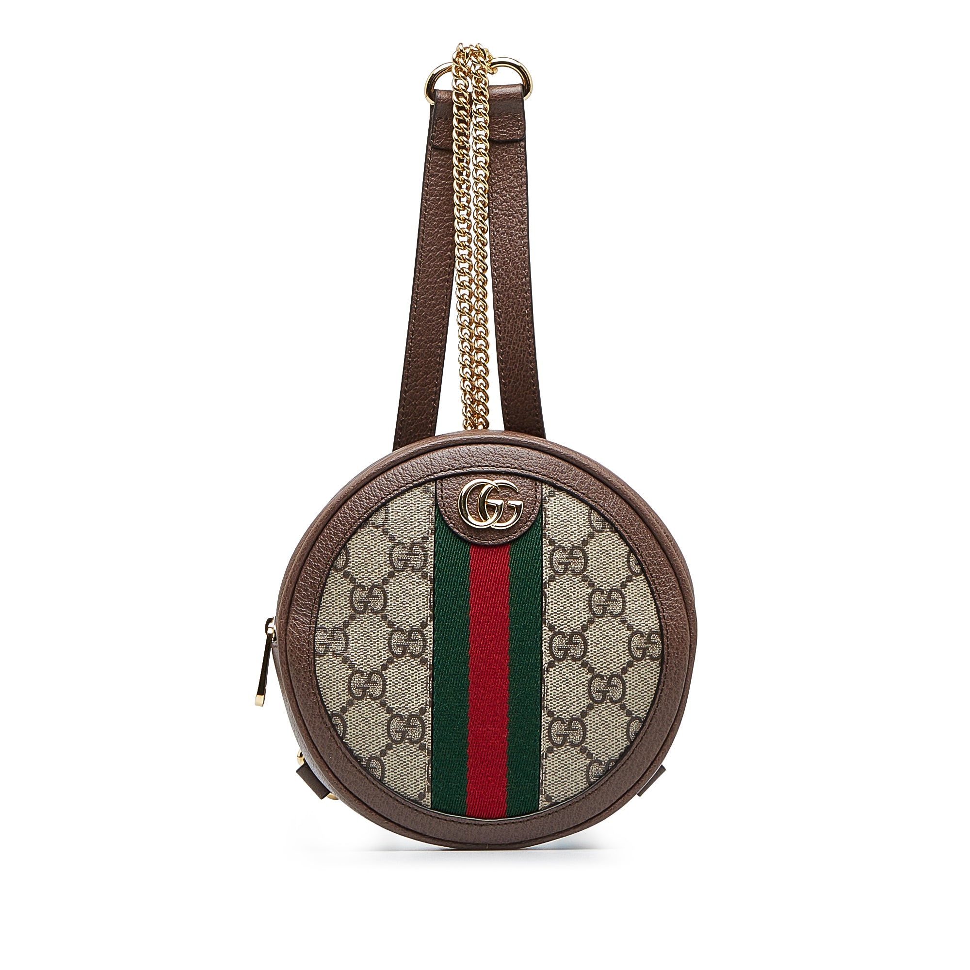 image of Brown Gucci Mini GG Supreme Round Ophidia Backpack