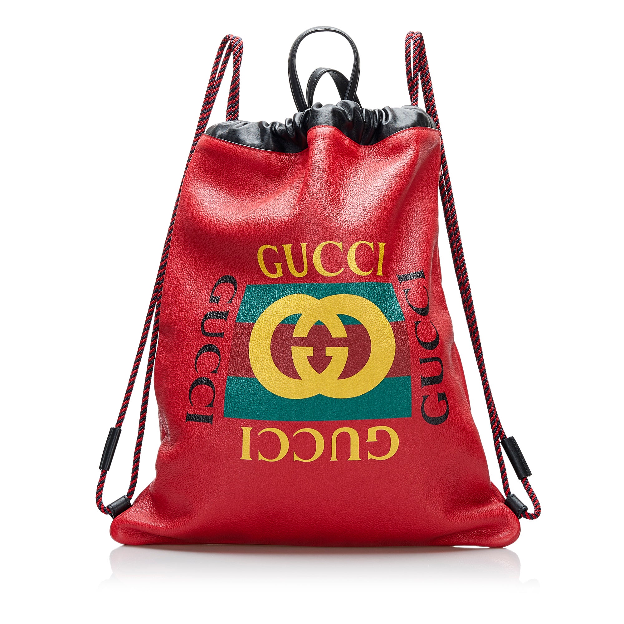 image of Red Gucci Gucci Logo Backpack