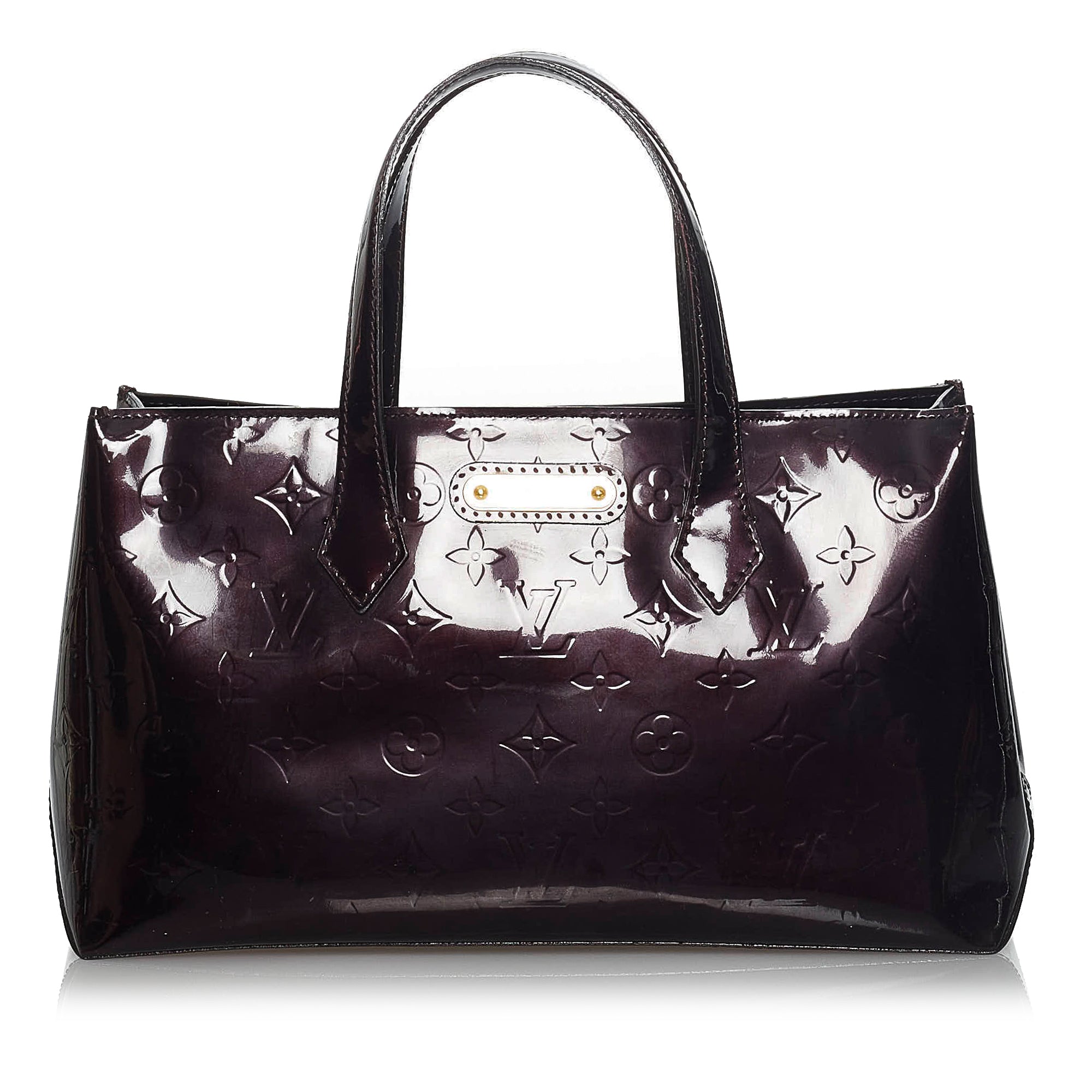 Authentic Louis Vuitton Purple Vernis Wilshire GM Tote Shoulder Bag