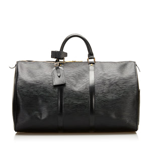 Louis Vuitton Black Epi Leather Noir Keepall 55 Boston Duffle Bag