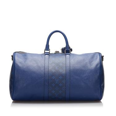 Louis Vuitton Monogram Keepall Bandouliere 50 Weekend Bag in Blue