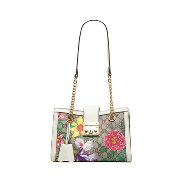 Gucci GG Supreme Small Padlock Flora Shoulder Bag