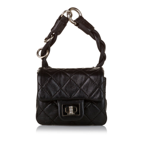 CHANEL Patent Quilted 255 Ankle Wrist Bag Black 126224  FASHIONPHILE