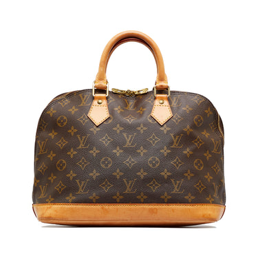 LOUIS VUITTON Alma PM Monogram Canvas Satchel Bag Brown