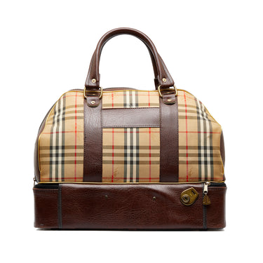 Burberry Haymarket Check Coated Canvas Travel Bag Beige