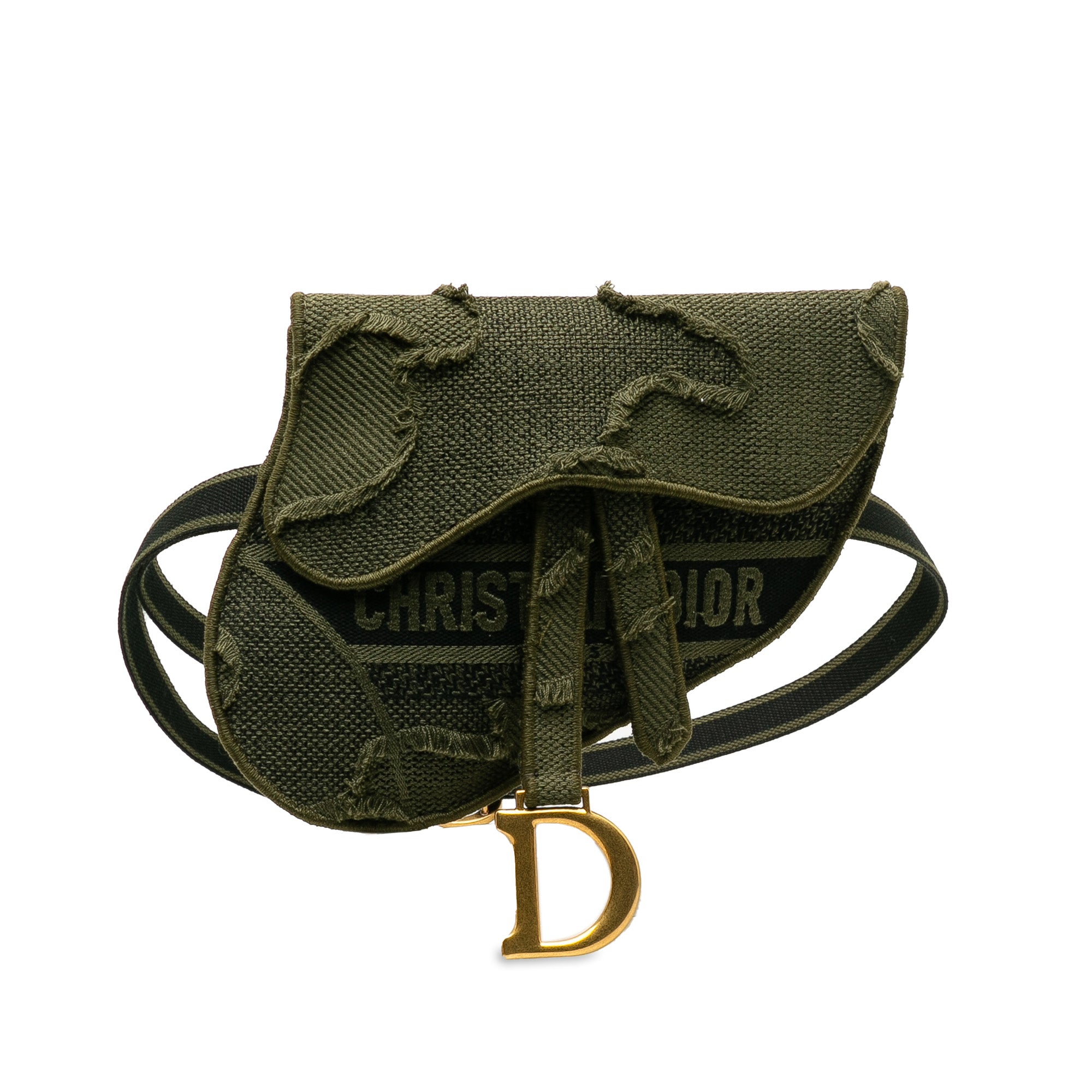 image of Green Dior Camouflage Saddle Belt Bag