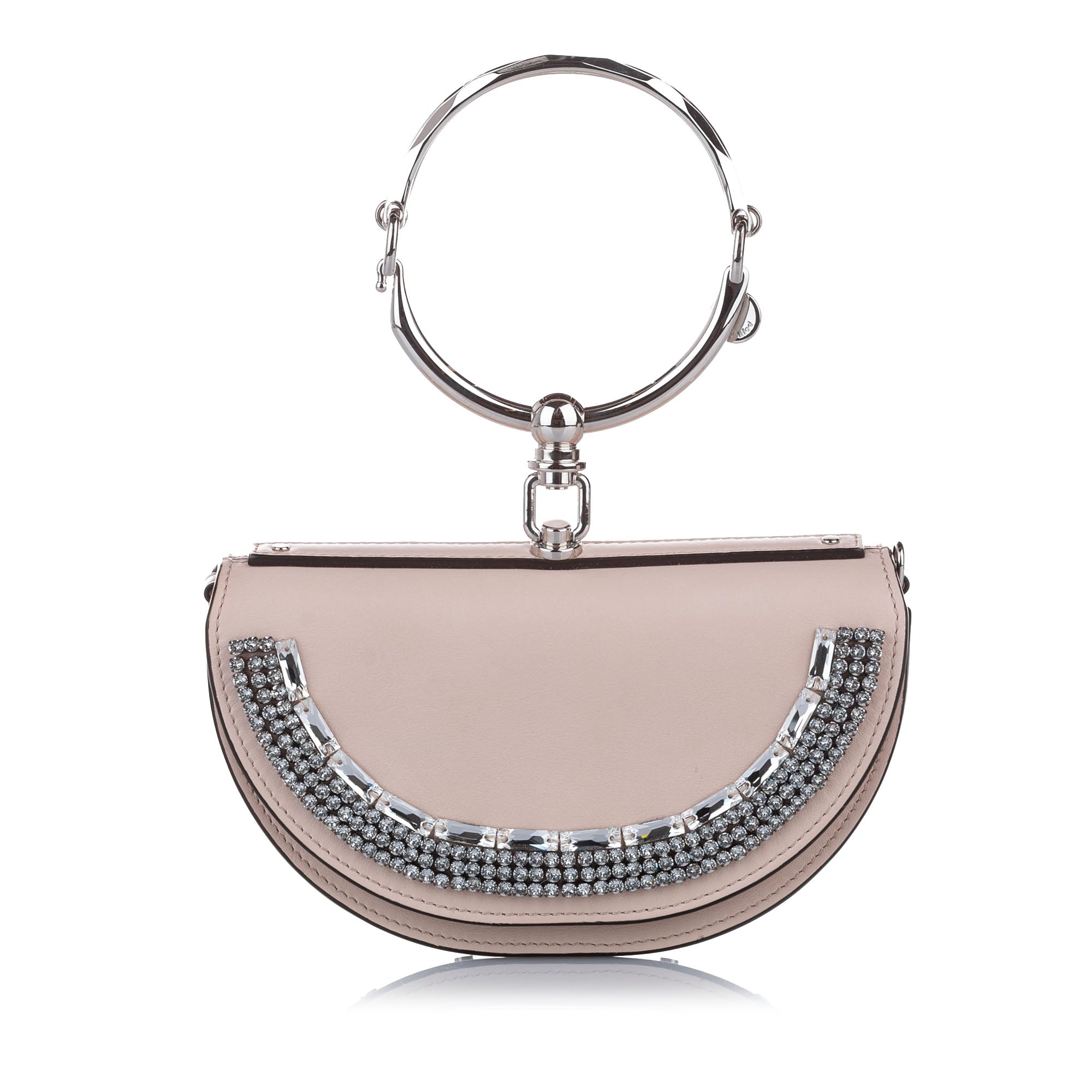 Chloe White Leather Small Nile Bracelet Minaudiere Crossbody Bag