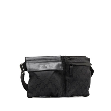 GUCCI 00s Black + Silver Waxed Canvas Monogram Belt Bag — Garment