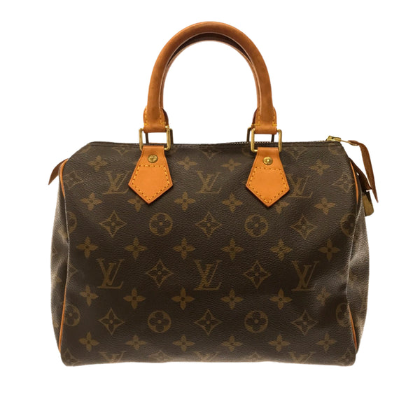 Unisex Pre-Owned Authenticated Louis Vuitton Monogram Speedy 25 Canvas  Brown Boston Bag Top HandleBag 