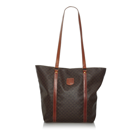 CELINE Macadam Boston Bag, Brown Coated Canvas & Leather