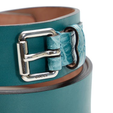 GUCCI: Microguccissima GG Mineral Blue Soft Margaux Leather Belt: Size –  Closet NV Shop