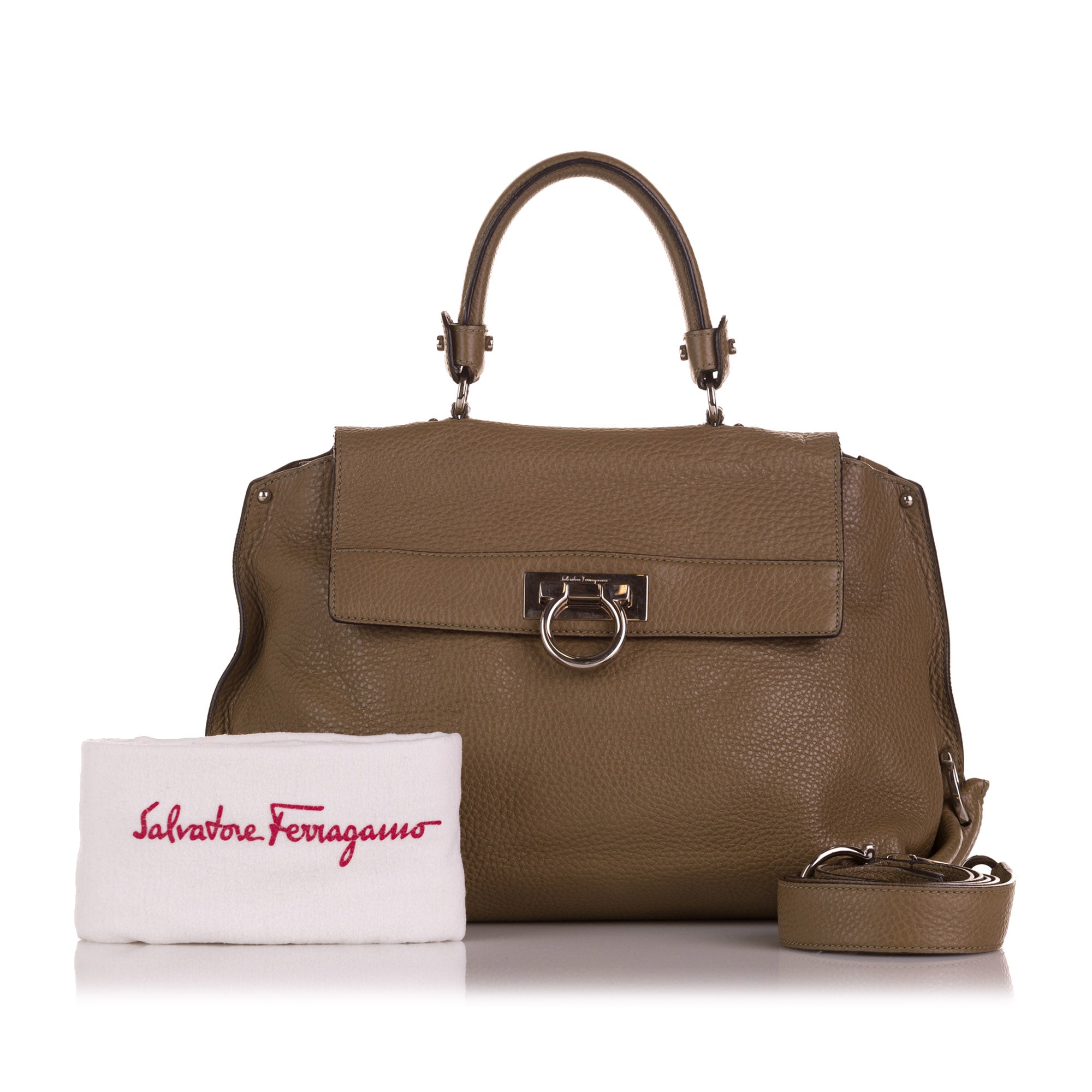 image of Brown Ferragamo Sofia Leather Satchel