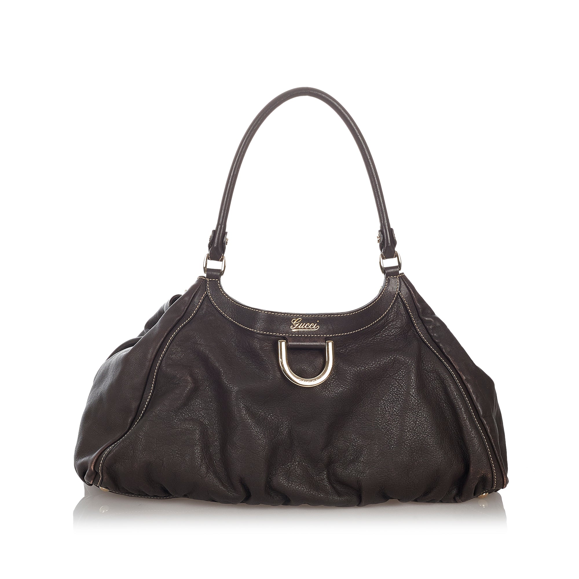 Gucci Black Leather Large D-Ring Hobo Bag