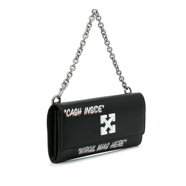 Off White Black Jitney Quote Wallet on Chain Leather Pony-style calfskin  ref.1006972 - Joli Closet