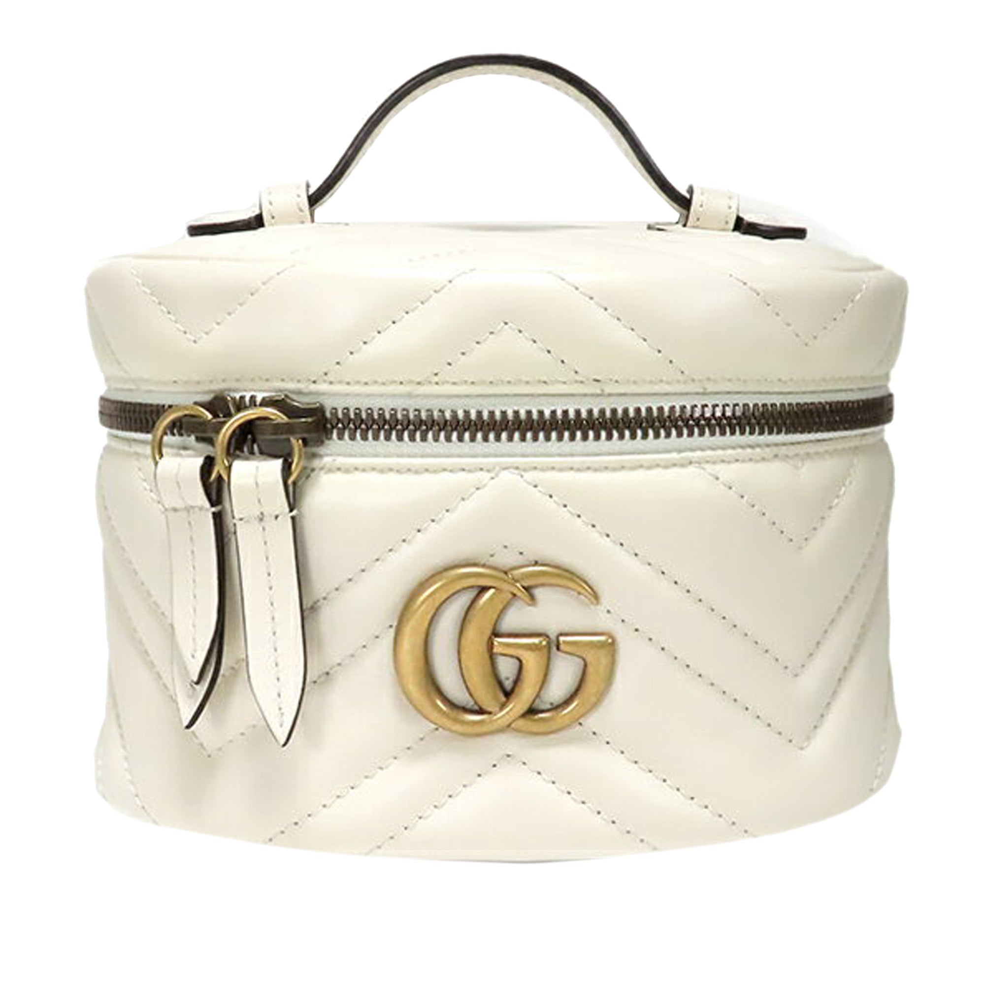 White Gucci GG Marmont Leather Round Backpack Bag – Designer Revival