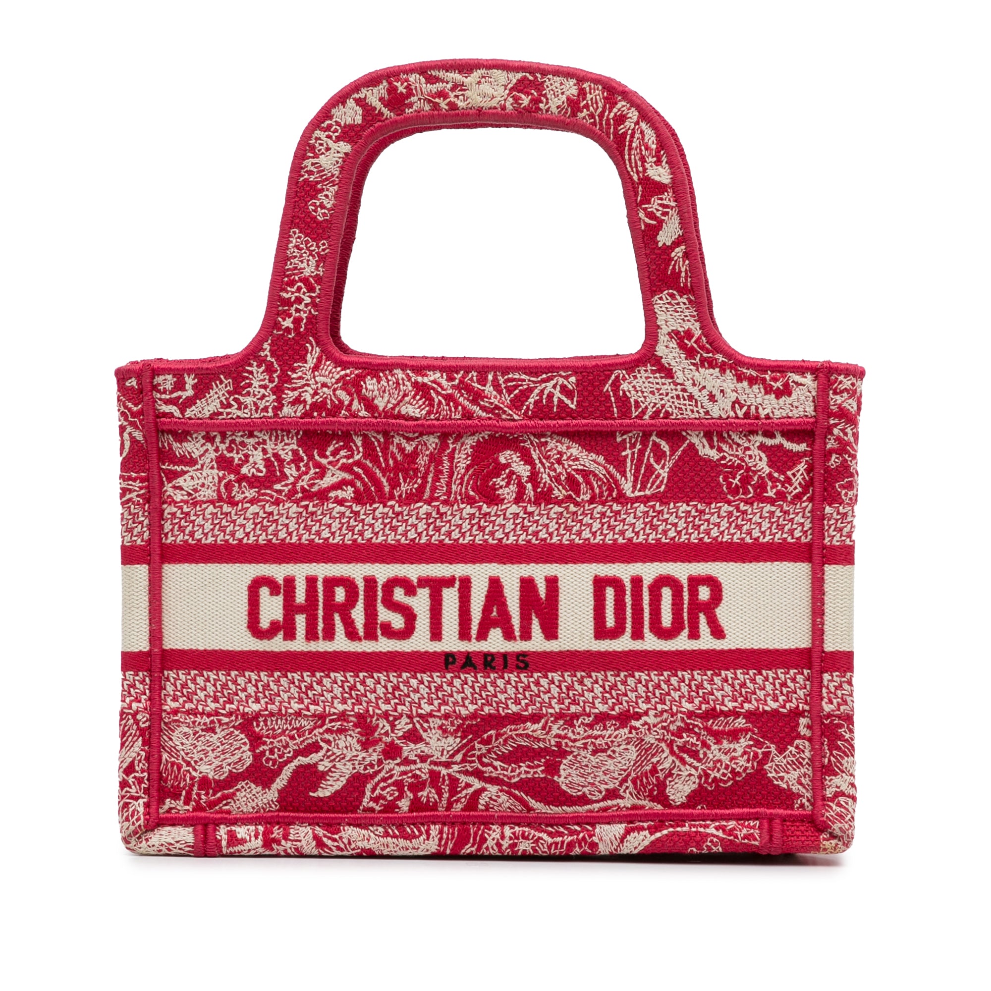 image of Red Dior Mini Embroidered Book Tote