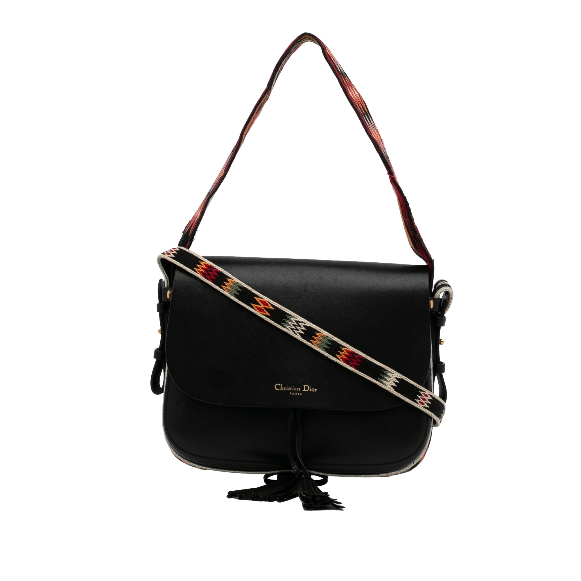 image of Black Dior Diorodeo Flap Crossbody BAg