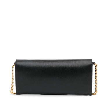 PRADA Saffiano Leather Wallet on Chain Clutch Crossbody Bag Black