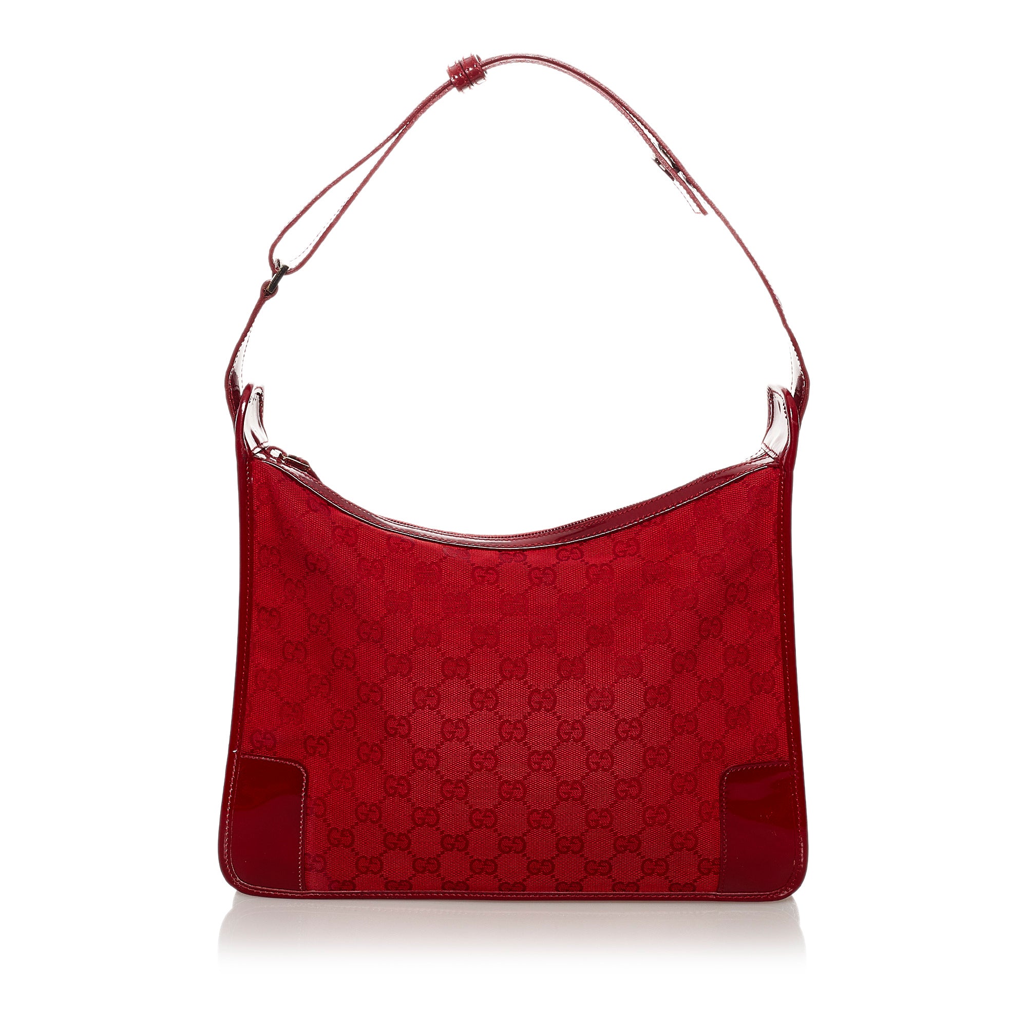 Gucci Vintage Red Monogram GG Logo Canvas Shoulder Bag