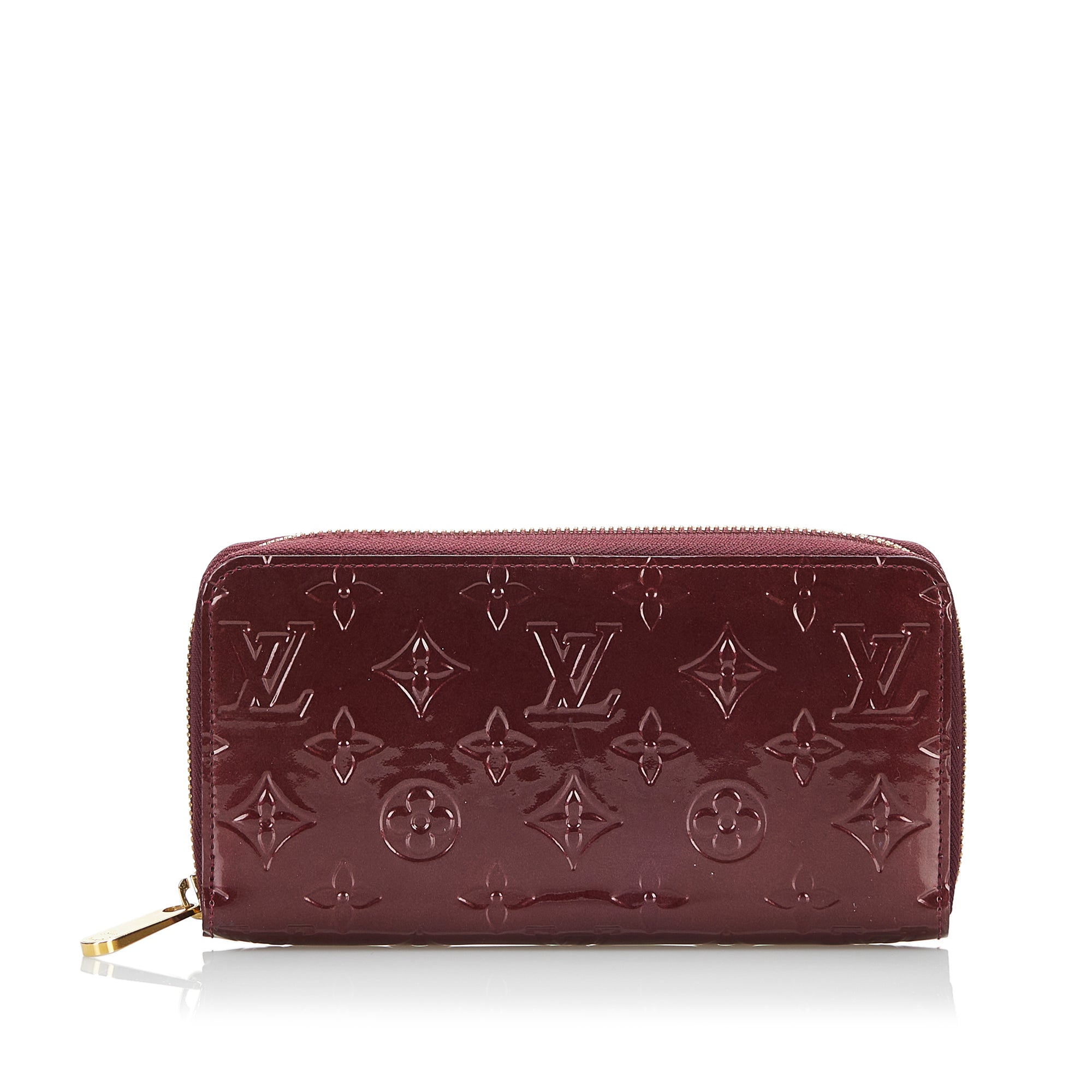 100% Auth. Louis Vuitton Monogram Sarah Red Vernis Long Wallet On Chain Box  Bag