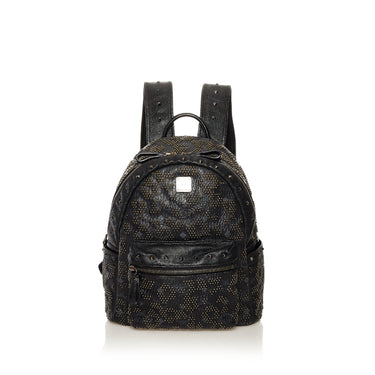 RvceShops Revival, Black MCM Quilted Studded Visetos Leather Backpack