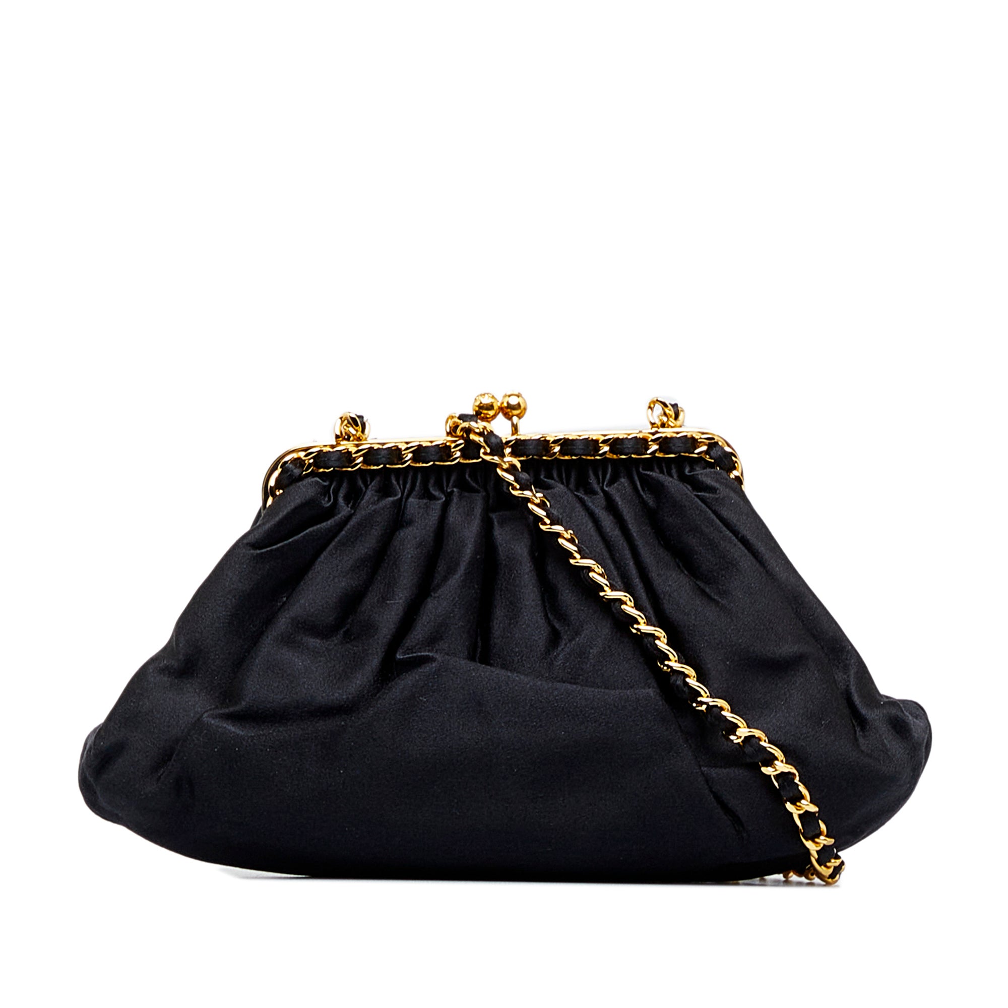 image of Black Chanel Satin Frame Crossbody Bag