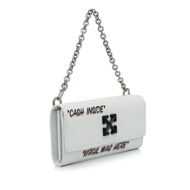 White Off White Jitney Quote Wallet on Chain Baguette