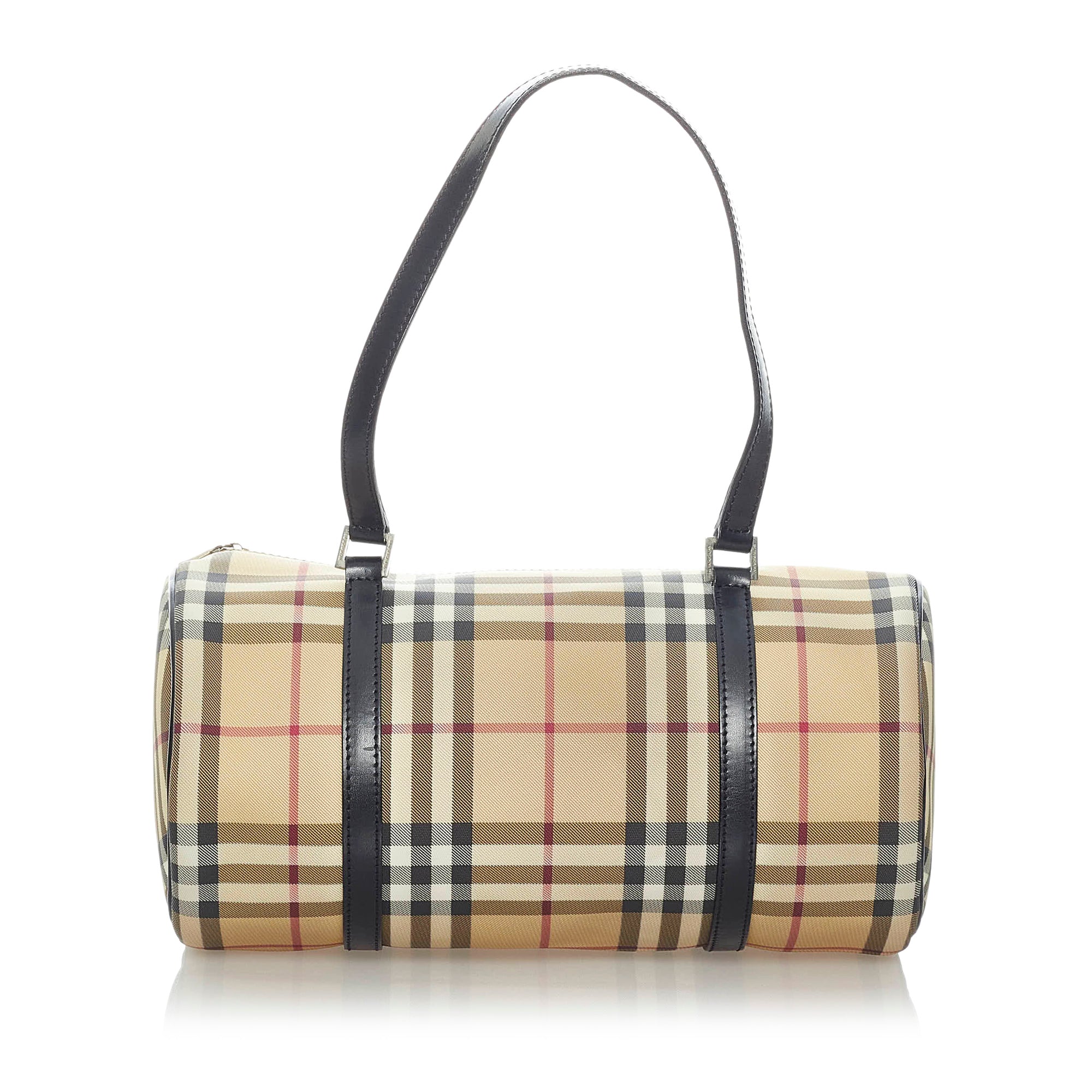 BURBERRY: shoulder bag in check canvas and leather - Beige