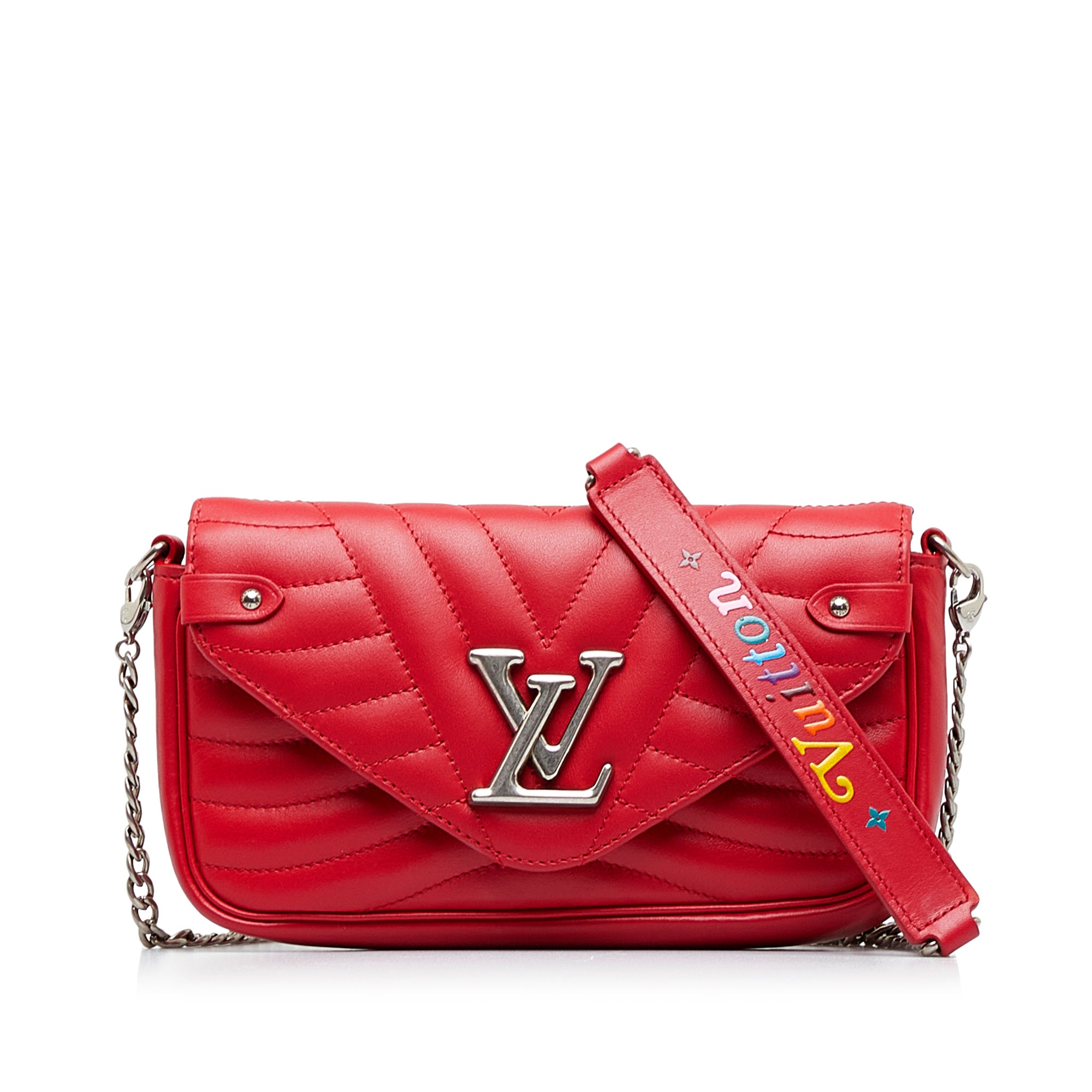 image of Red Louis Vuitton New Wave Chain Pochette Crossbody Bag