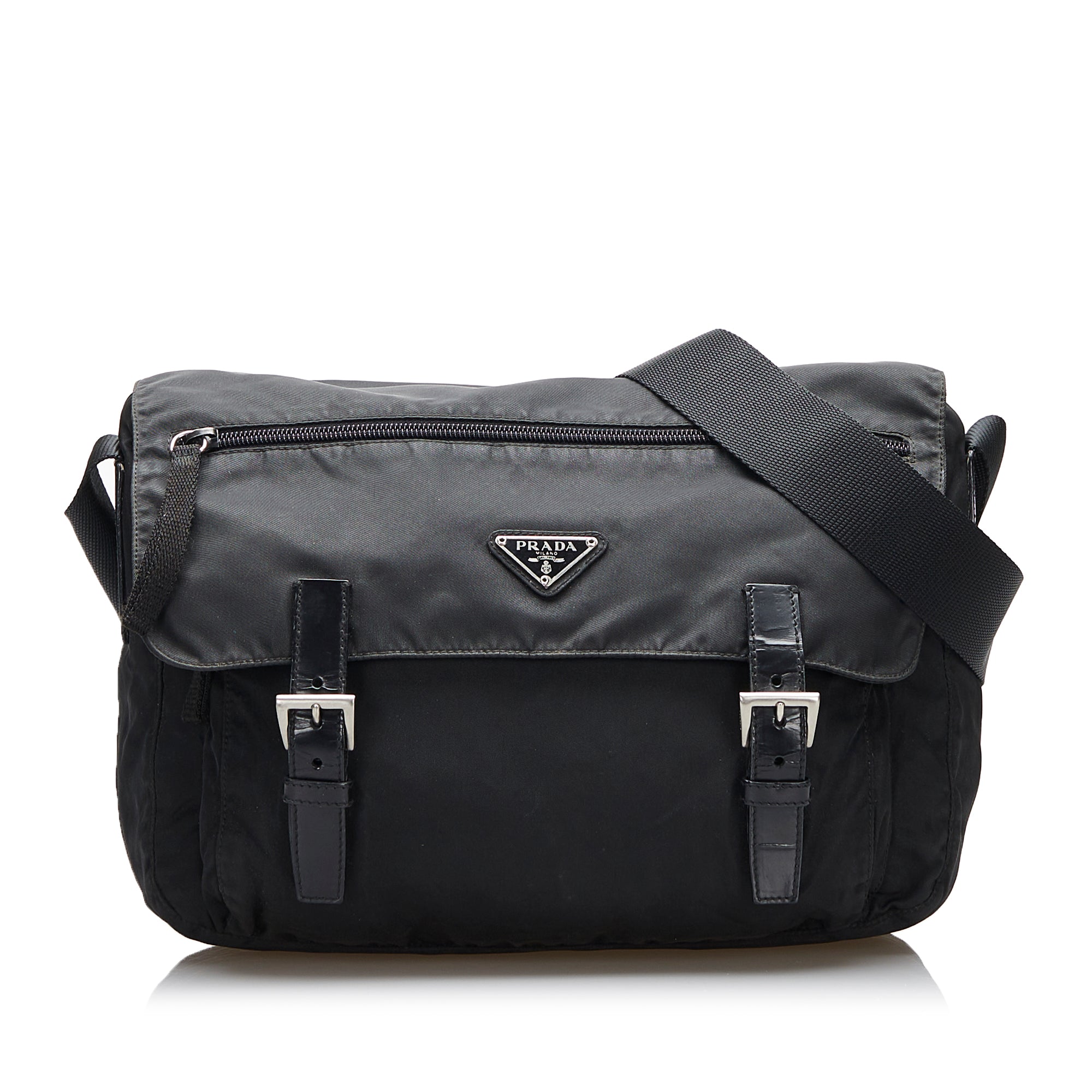 Prada - Triangle canvas messenger bag black - The Corner