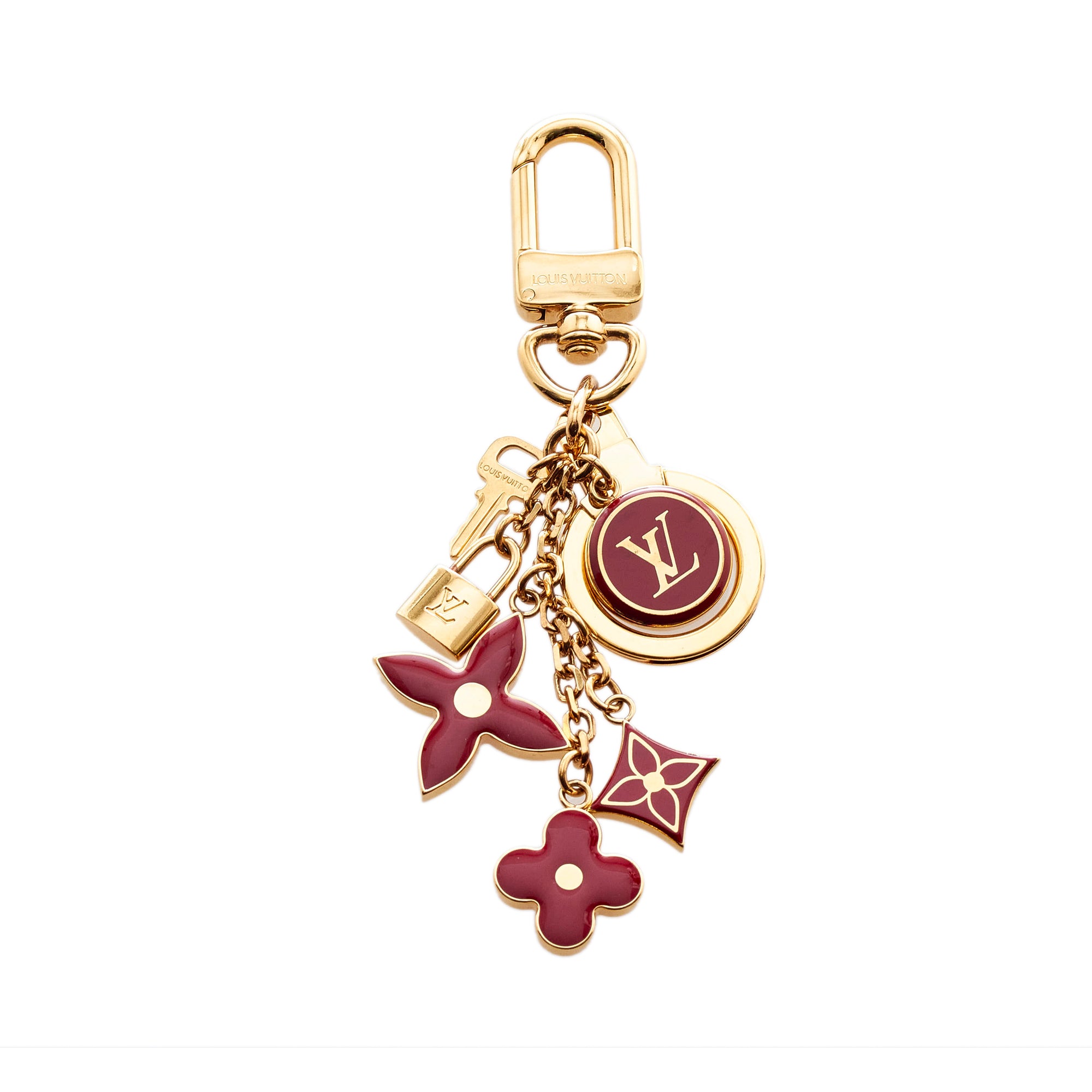 Louis Vuitton Pink Enamel and Metal Fleur de Monogram Key Ring and