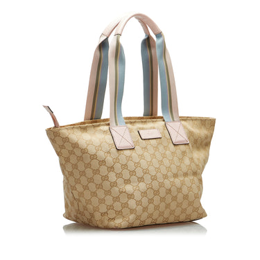 Gucci Gucci GG Supreme Beige Monogram Canvas White & Orange Web Tote