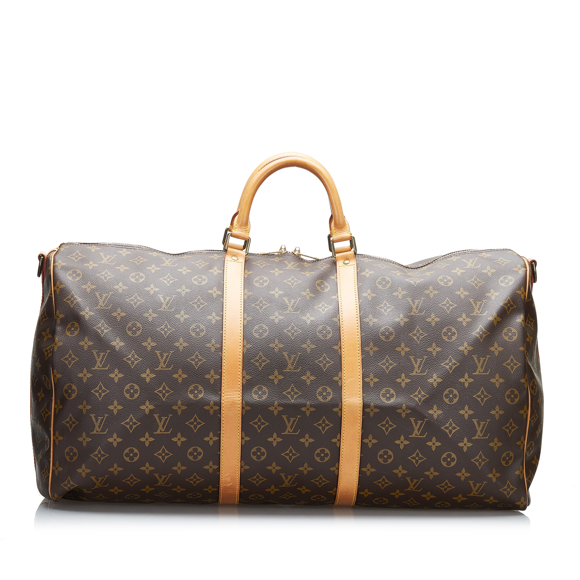 LOUIS VUITTON Keepall Bandouliere 55 Monogram Canvas Travel Bag Brown