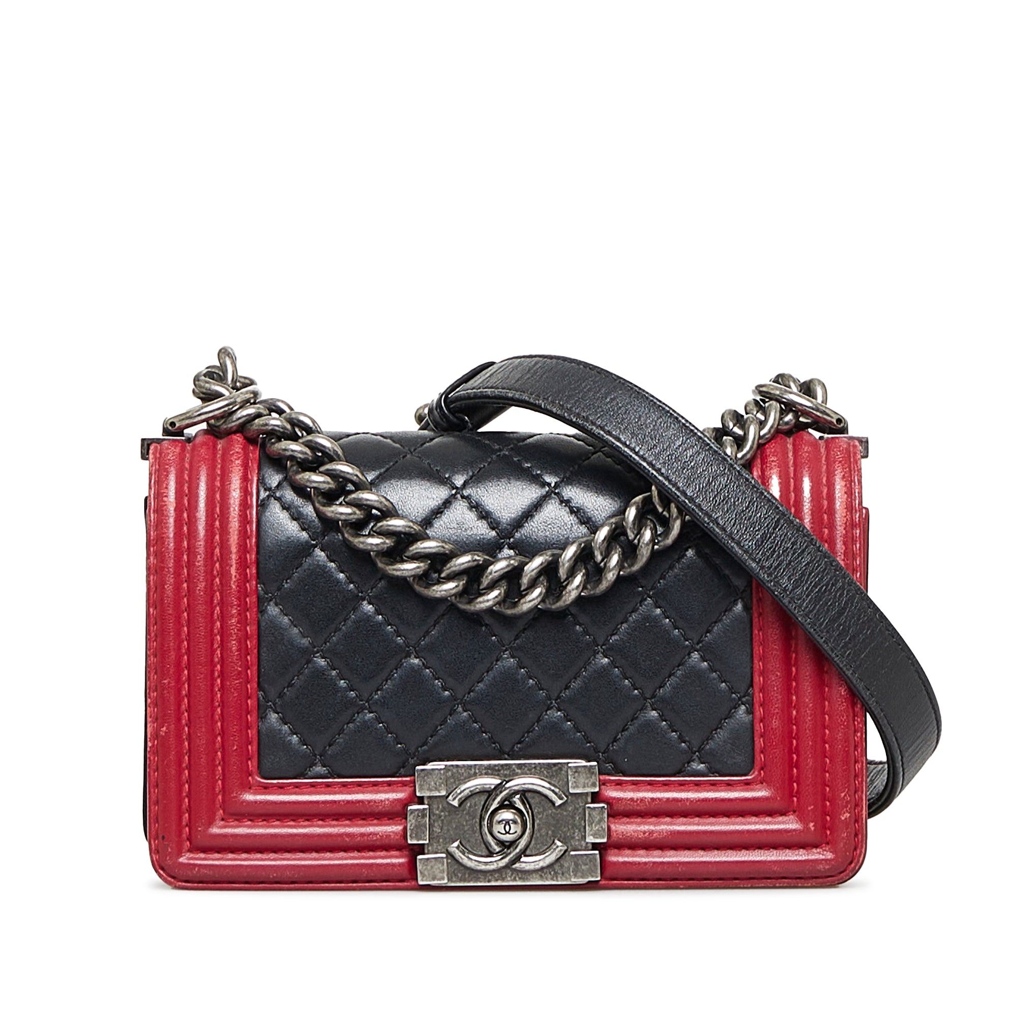 image of Black Chanel Small Bicolor Boy Shoulder Bag